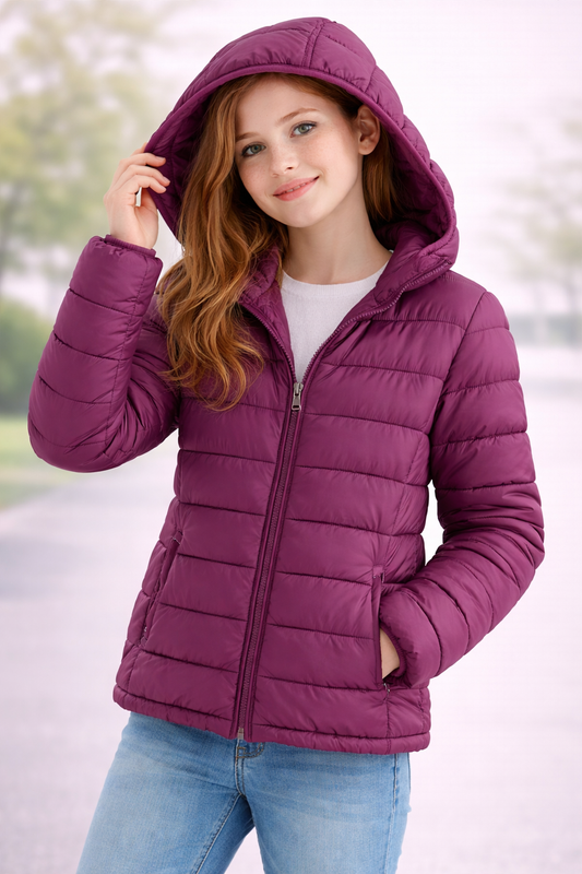 Girls Purple Puffer Jacket from Pink Angel (10-11yrs)