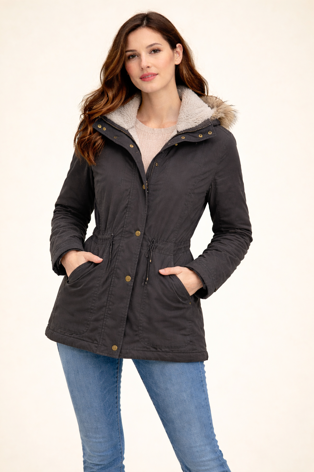Ladies Grey Winter Coat (M)