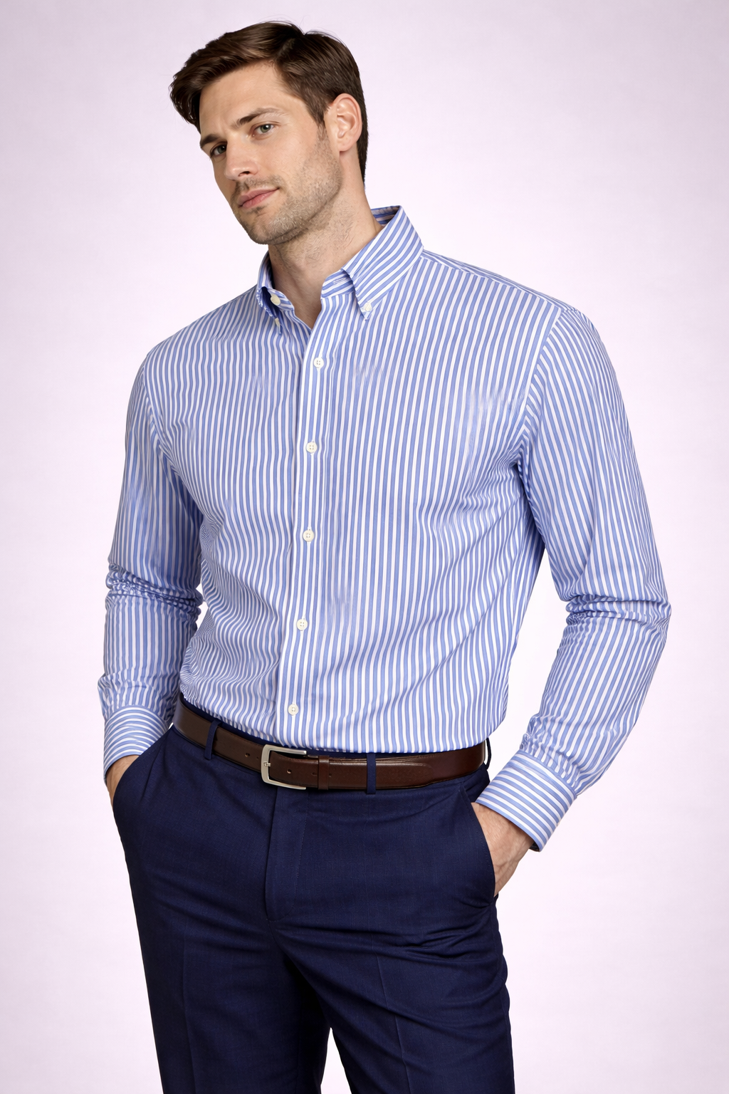 Men's Light Blue Formal Shirt (XL)