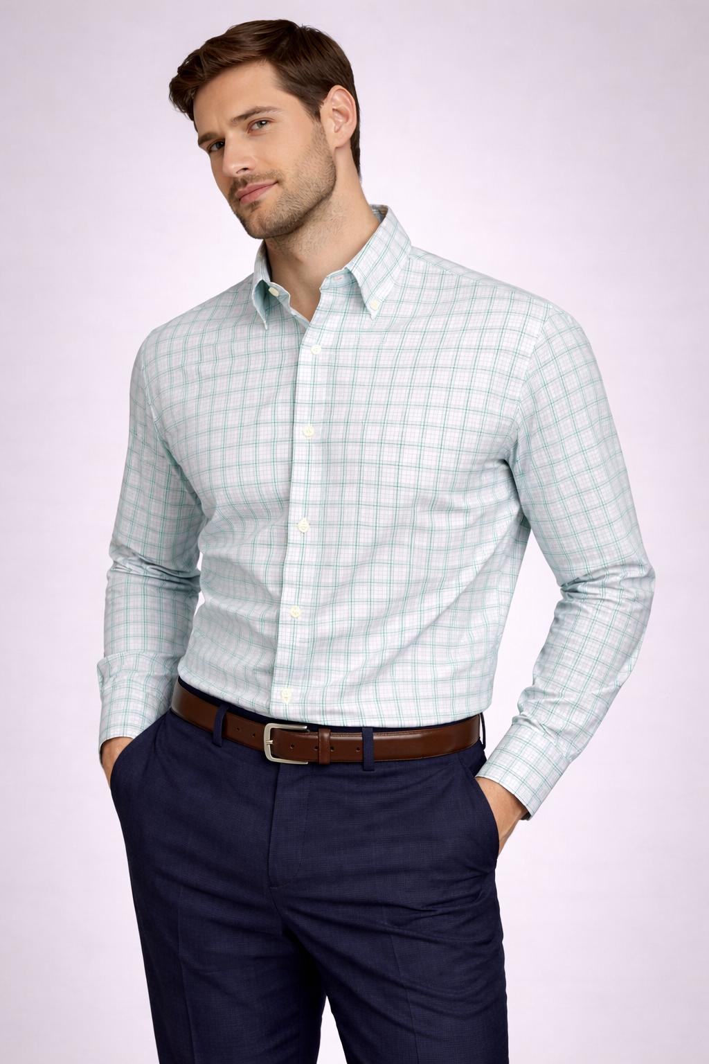 Men's Green Formal Shirt (S)