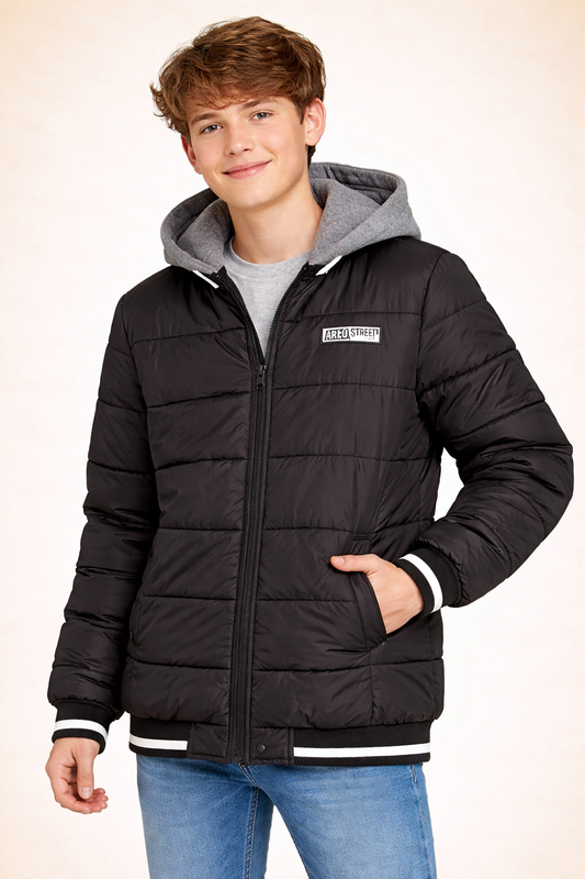 Boys Black and Grey Puffer Jacket from Chapter Young (14-15yr)