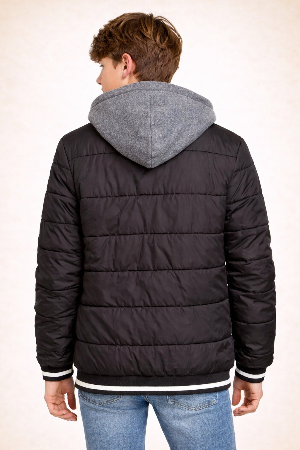 Boys Black and Grey Puffer Jacket from Chapter Young (14-15yr)