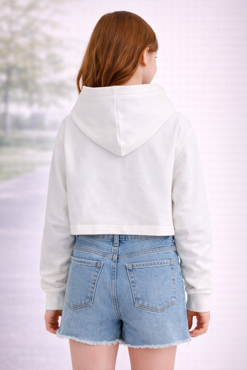 Girls white and black winter crop top from Shein (10yr)