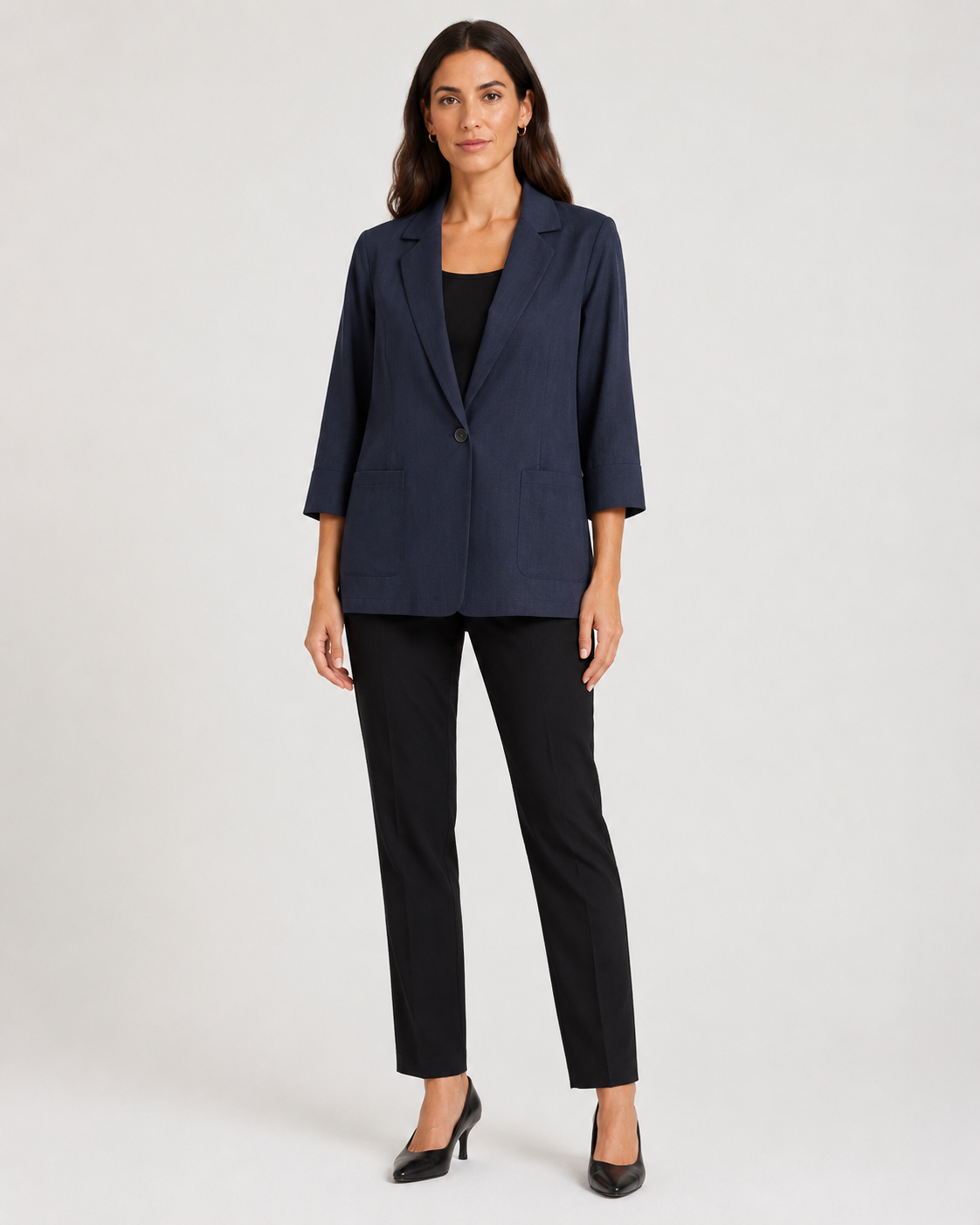 Ladies Three Quater Navy Jacket by Woolworths (XL)
