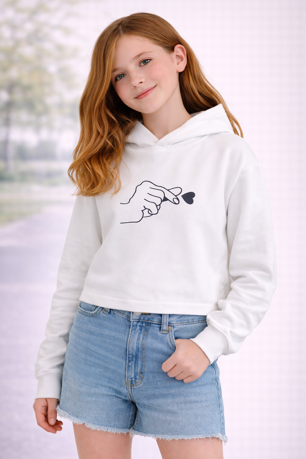 Girls white and black winter crop top from Shein (10yr)